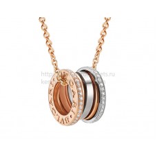 Bvlgari B.zero1 Labyrintketting met rosé- en witgouden hanger bezet met pavé-diamanten