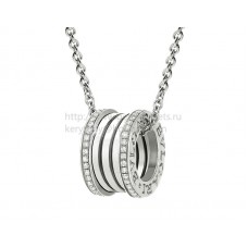 Bvlgari B.zero1 hanger met ketting in wit goud met pave diamanten aan de randen