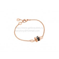 Bvlgari B.zero1 zachte armband in roségoud met roségouden en zwarte keramische hanger