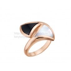 Bvlgari DIVAS Dream Ring Roségoud met Zwarte Onyx en Parelmoer
