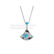 Bvlgari Divas Dream-ketting in wit goud met Tourquoise Onyx en Pave-diamanten