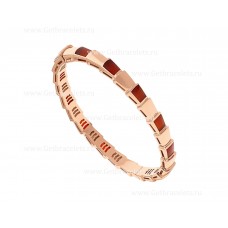 Bvlgari Medium Serpenti Viper 18K roségouden dunne armband bezet met carneoolelementen
