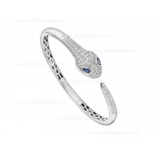 Bvlgari Serpenti armband 18K witgoud bezet met blauwe saffierogen en pave diamanten