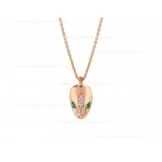 Bvlgari Serpenti ketting 18K roségouden ketting en hanger met malachietogen en Demi Pave-diamanten