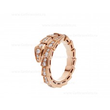 Bvlgari Serpenti Viper 18K roségouden ring met pavé-diamanten