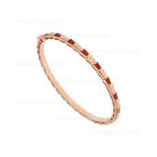 Bvlgari Serpenti Viper 18K roségouden dunne armband bezet met carneoolelementen