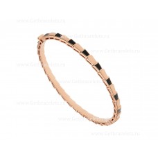Bvlgari Serpenti Viper 18K roségouden dunne armband bezet met Onyx-elementen