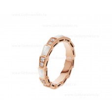 Bvlgari Kleine Serpenti Viper 18k roségouden ring met parelmoerelementen en pavé-diamanten
