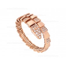 Bvlgari Serpenti Viper One-coil armband in 18K roségoud bezet met Demi Pave-diamanten