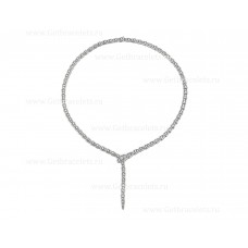 Bvlgari Serpenti Viper slanke ketting 18K witgoud met volledige pave diamanten