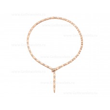 Bvlgari Serpenti Viper dunne ketting 18K roségoud met volledige pave diamanten