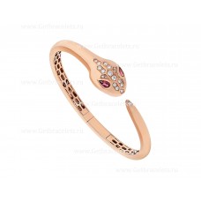 Bvlgari Serpenti armband 18K roségoud bezet met Rubellite-ogen en Demi-Pave-diamanten op de kop en de staart