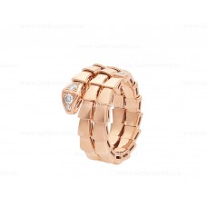 Bvlgari Serpenti Viper 18K roségouden ring met twee spoelen bezet met Demi-Pave diamanten