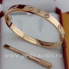  Cartier Love-armband voor mannen en vrouwen roze goud 4 diamanten