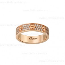 Cartier Love trouwring met diamanten geplaveid roze goud