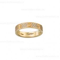 Cartier Love-trouwring met met diamanten geplaveid geel goud