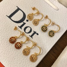 Dior Rose Des Vents Achtpuntige ster geelgoud Dames diamanten oorbellen MOP/Malachiet/Corneool