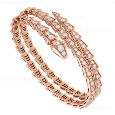 Bvlgari Serpenti Viper Two-Coil 18K roségouden armband bezet met Pave-diamanten