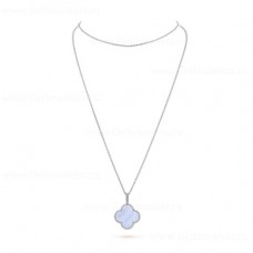 Van Cleef Arpels Magic Alhambra lange ketting 1 motief hanger witgoud chalcedoon