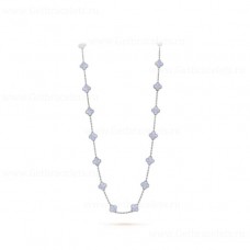 Van Cleef Arpels Magic Alhambra lange ketting 20 motief hanger witgoud chalcedoon