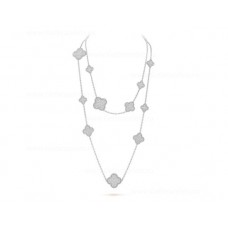 Van Cleef Arpels Perlee Magic Alhambra lange ketting 16 motieven met diamanten