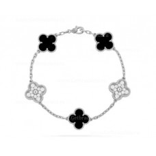 Van Cleef Arpels Alhambra Armband 5 motieven met diamanten en onyx