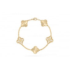 Van Cleef Arpels Alhambra Armband 5 motieven Geel Goud Met Diamanten