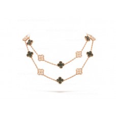 Van Cleef Arpels Alhambra lange ketting 20 motieven grijs parelmoer met diamanten