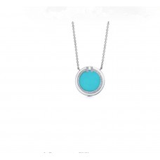 Tiffany T zilveren diamanten turquoise cirkel hanger ketting HK