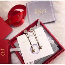 Lente/herfst Dior Brass Star Kwast CD-motief Lange oorbellen met witte parel