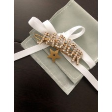 Cristian Dior JAdior logo-vormige sterdetail dames messing diamanten haarspeld