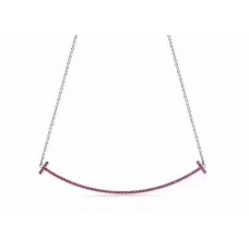Tiffany T Pink Diamonds grote glimlach gezicht ketting voor wit goud/geel goud