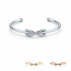 Tiffany Infinity Manchetarmband Dames 925 Sterling Zilver Eindeloze Liefdessymbool Edelstenen Bangle