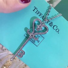Tiffany Keys Hartvormige sleutel verharde kristallen hanger ketting zoete sieraden uitverkoop