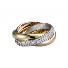 Trinity De Cartier Ring Witgoud/Geelgoud/Roze Goud met Diamanten