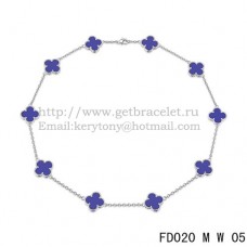 Van Cleef Arpels Alhambra Ketting Witgoud 10 Motieven Lapis Steen Parelmoer 45cm