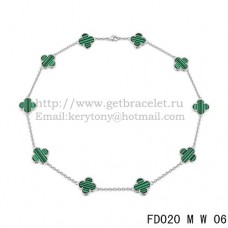 Van Cleef Arpels Alhambra Ketting Witgoud 10 Motieven Malachiet Parelmoer 45cm