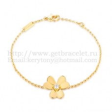 Van Cleef Arpels Flowers Frivole Armband 1 Bloemen Geel Goud Met Diamant