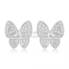 Van Cleef Arpels Flying Two Butterflies Oorbellen Witgoud met Pave Diamant