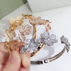 Van Cleef Arpels Frivole Armband-1 7 Bloemen Geel Goud/Wit Goud/Rose Goud Met Diamant