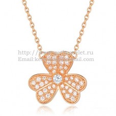 Van Cleef Arpels Frivole ketting roze goud met pave diamanten