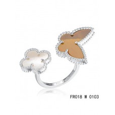 Van Cleef Arpels Luck Alhambra Between The Finger Ring Witgoud met witte en grijze parelmoer