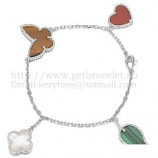 Van Cleef Arpels Lucky Alhambra 4 motieven armband wit goud met steencombinatie 003