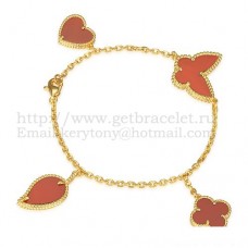 Van Cleef Arpels Lucky Alhambra 4 Motieven Armband Geel Goud Met Steen Combinatie 004