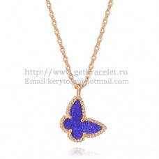 Van Cleef Arpels Lucky Alhambra Vlinderketting Roze Goud Met Lapis Steen Parelmoer