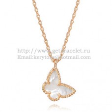 Van Cleef Arpels Lucky Alhambra Vlinderketting Roze Goud Met Witte Parelmoer