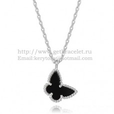 Van Cleef Arpels Lucky Alhambra Vlinderketting Witgoud met Zwarte Onyx Parelmoer