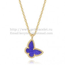 Van Cleef Arpels Lucky Alhambra Vlinderketting Geel Goud Met Lapis Steen Parelmoer