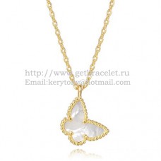 Van Cleef Arpels Lucky Alhambra Vlinderketting Geel Goud Met Witte Parelmoer