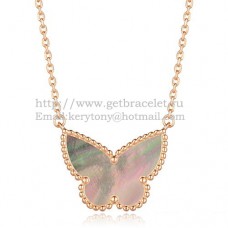 Van Cleef Arpels Lucky Alhambra Vlinderhanger Roze Goud Met Grijze Parelmoer